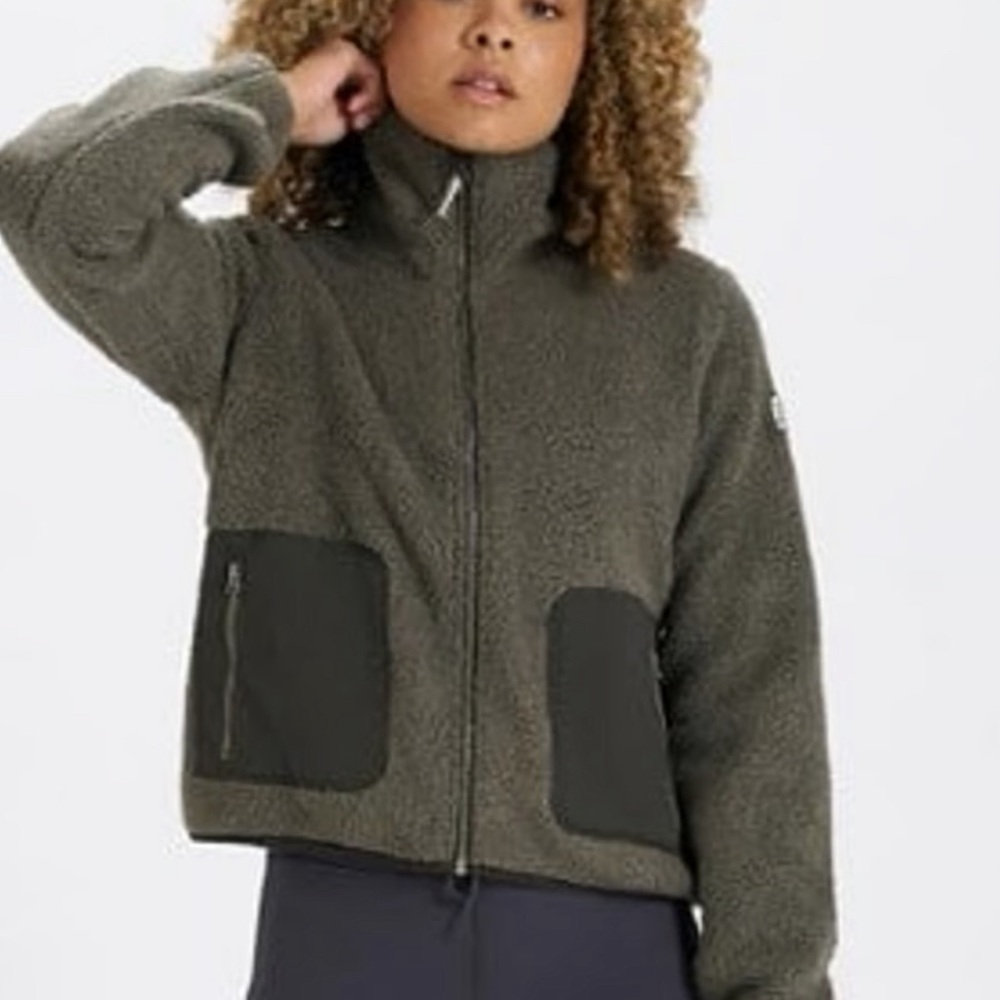 Vuori Alpine Sherpa Womens Large Green Full Zip Jacket